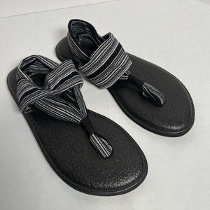 Sanuk Yoga Sling Women's Sandals Gray Black White‎ Size 8 SWS10001